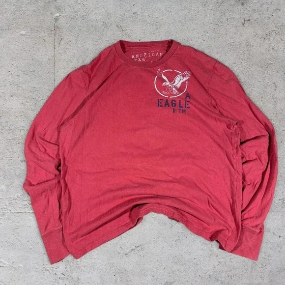 American Eagle vintage Y2K red long sleeve shirt size Large - Picture 2 of 4